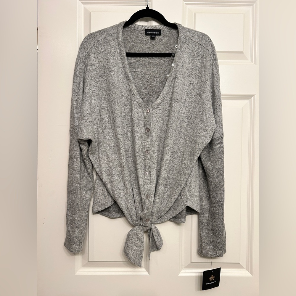 NWT Fortune + Ivy Button-Up Cardigan with Tie Front XL